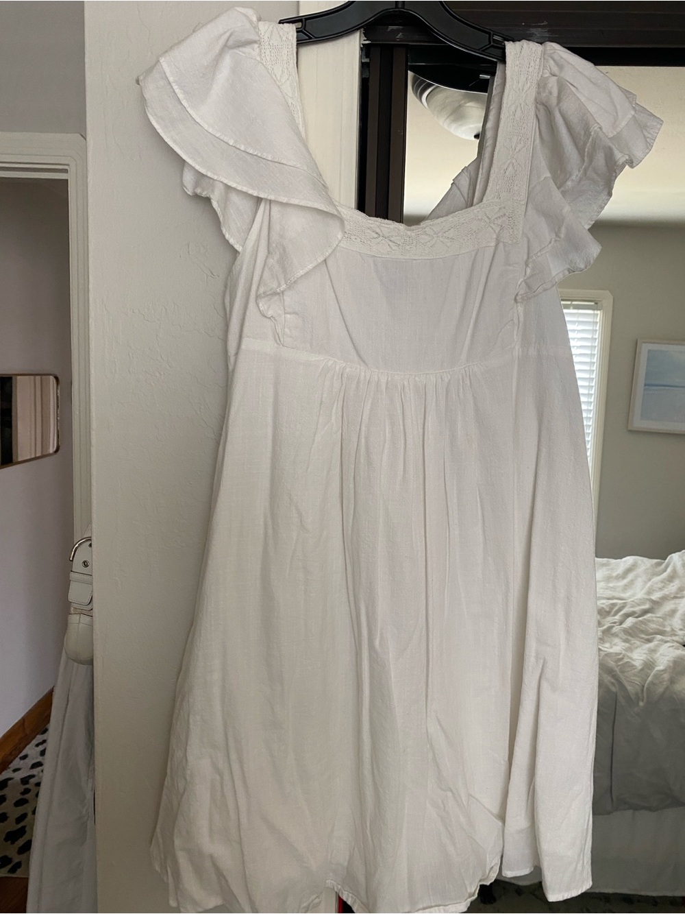 wild fable White Ruffle Sleeve Mini Dress